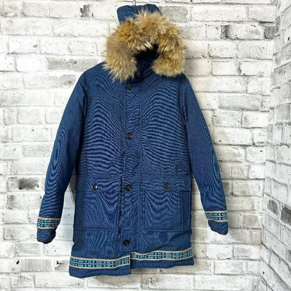 Vintage Inuit Parka Coat Goose Down Puffer Jacket Fur Trim Hood - Picture 1 of 16